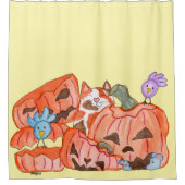 Halloween Kitty & SMashed Pumpkins Duschvorhang (Vorderseite)