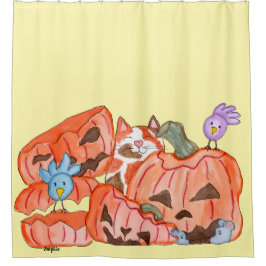 Halloween Kitty & SMashed Pumpkins Duschvorhang