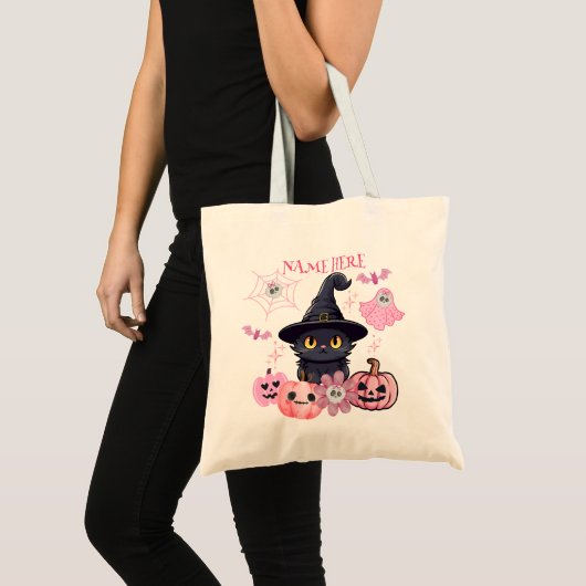 Halloween Kitty Witch Candy Tote Bag Tragetasche (Vorderseite (Produkt))
