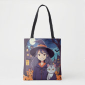 Halloween Kitty & Witch Trick oder Trete Tasche (Vorderseite)
