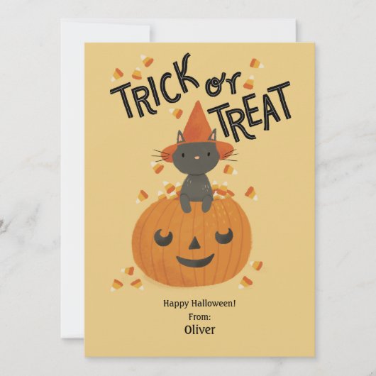 Halloween-Klassenkarte für Trick oder Behandlung v (Vorderseite)