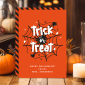 Halloween-Klassenkarte für Trick oder Treat Spinne Einladung