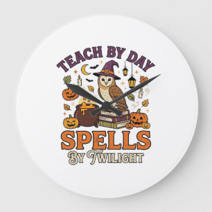 Halloween-Klassenzimmer-Mondlicht-Magie Große Wanduhr