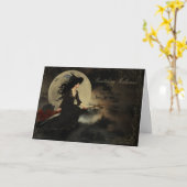 Halloween - klassische Halloween-Hexe! Karte (Gelbe Blume)