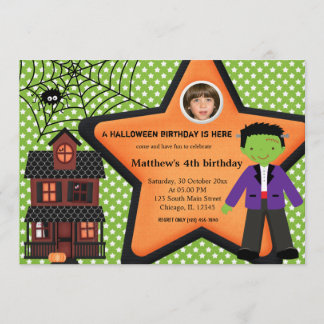 Halloween-Kleid (grün) Einladung