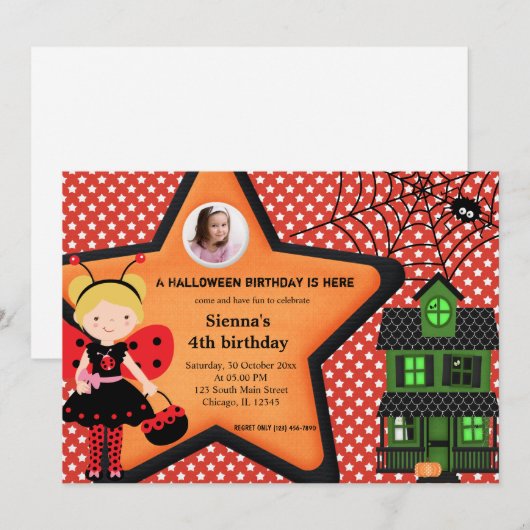 Halloween-Kleid (rot) Einladung (Vorne/Hinten)