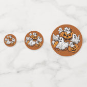 Halloween: Kleine Geister mit Kürbissen -  Konfetti (Vorderseiten)