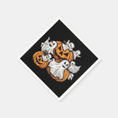 Halloween: Kleine Geister mit Kürbissen -  Serviette (Ecke)
