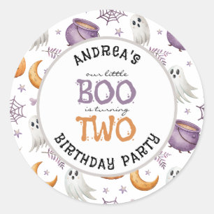 Halloween Kleiner Boo wird Zwei 2. Geburtstag Runder Aufkleber