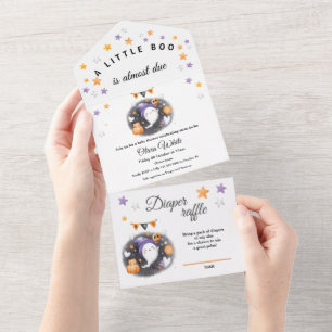 Halloween Kleiner Geist Lila Orange Baby Shower All In One Einladung