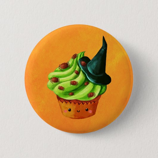 Halloween-kleiner Kuchen voll der kleinen Spinnen Button (Vorderseite)