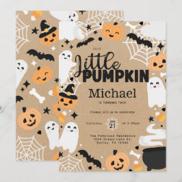 Halloween Kleiner Kürbis Geist Geburtstagsfeier Einladung
