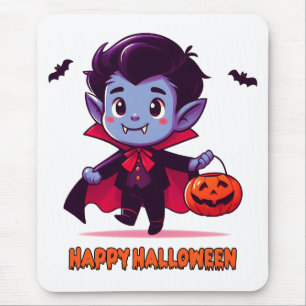 Halloween - Kleiner Vampir und Kürbis Mousepad