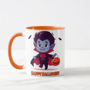 Halloween - Kleiner Vampir und Kürbis Tasse