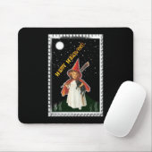 Halloween - Kleines Mädchen mit Besen und schwarze Mousepad (Mit Mouse)