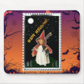 Halloween - Kleines Mädchen mit Broom und schwarze Mousepad (Vorne)