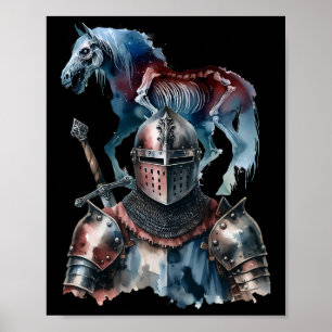 Halloween Knight Horses Ritter Armor Hors Poster
