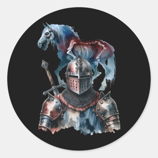 Halloween Knight Horses Ritter Armor Hors Runder Aufkleber (Vorderseite)