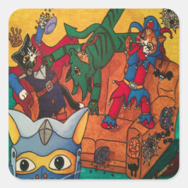 Halloween Knight Kostüme Katzen Rechteckig Quadratischer Aufkleber