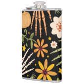 Halloween Knochen, blühendes nahtloses Muster. Flachmann (Links)