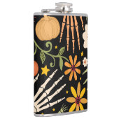 Halloween Knochen, blühendes nahtloses Muster. Flachmann (Rechts)