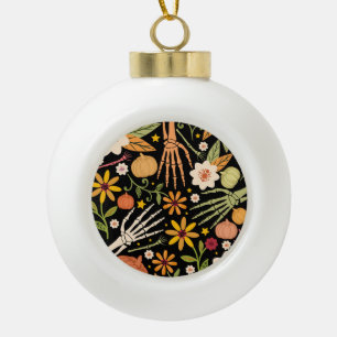 Halloween Knochen, blühendes nahtloses Muster. Keramik Kugel-Ornament
