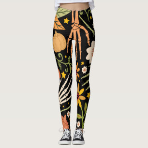 Halloween Knochen, blühendes nahtloses Muster. Leggings