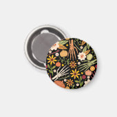 Halloween Knochen, blühendes nahtloses Muster. Magnet (Vorderseite/Rückseite)