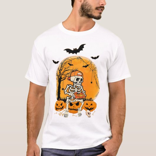 Halloween Knochen-Kürbis T-Shirt (Vorderseite)