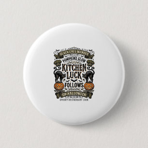 Halloween-Koch-Shirt Vintage-Schwarze Katze Kürbis Button