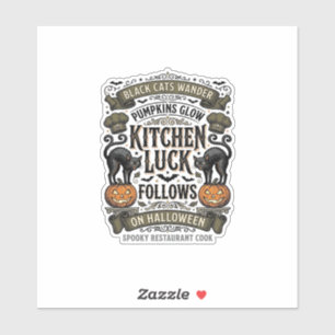 Halloween-Kochen-Shirt Vintage Schwarze Katze Kürb Aufkleber