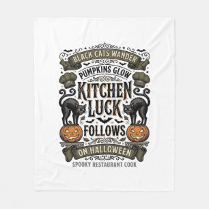 Halloween-Kochen-Shirt Vintage-Schwarze Katze Kürb Fleecedecke