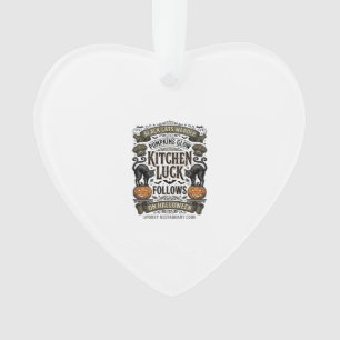Halloween-Kochen-Shirt Vintage-Schwarze Katze Kürb Ornament