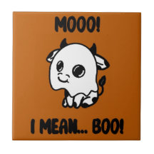 Halloween koe spook tegeltje