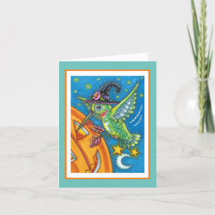 HALLOWEEN KOLIBRI, KÜRBISLATERNE WHIMSY Blank Karte