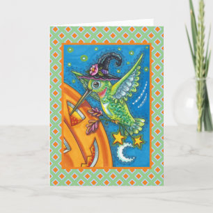 HALLOWEEN KOLIBRI & KÜRBISLATERNE WHIMSY FEIERTAGSKARTE