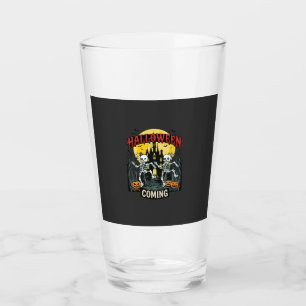 Halloween Kommende Tanzende Skelette Schloss Kürbi Glas
