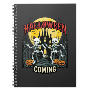 Halloween Kommende Tanzende Skelette Schloss Kürbi Notizblock