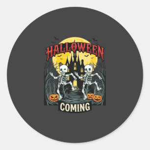 Halloween Kommende Tanzende Skelette Schloss Kürbi Runder Aufkleber
