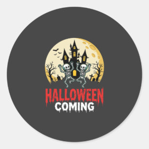 Halloween Kommende Tanzskelette Verzaubertes Schlo Runder Aufkleber