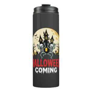 Halloween Kommende Tanzskelette Verzaubertes Schlo Thermosbecher