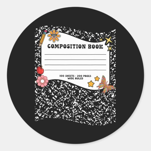 Halloween-Kompositionen-Notebook-Funny-Lehrer Runder Aufkleber (Vorderseite)