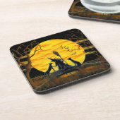 Halloween-Korkenrückseiten-Untersetzer, Hexe, Getränkeuntersetzer (Linke Seite)