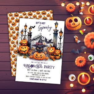 Halloween-Kostenüm Party Schwarze Katze Hexenhut g Einladung