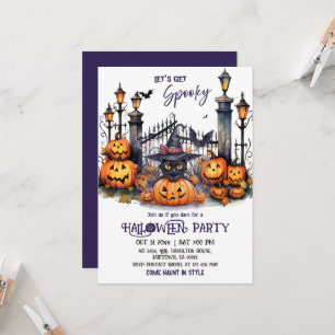 Halloween-Kostenüm Party Schwarze Katze Hexenhut g Einladung