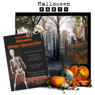 Halloween-Kostenüm- und Cocktailparty-Einladung Einladung