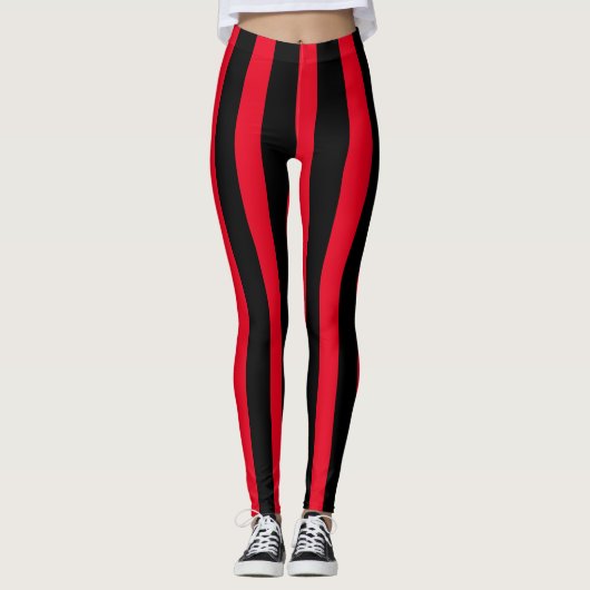 Halloween-Kostüm aus roten und schwarzen vertikale Leggings (Vorderseite)
