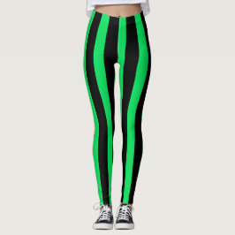 Halloween-Kostüm aus schwarzen und grünen vertikal Leggings