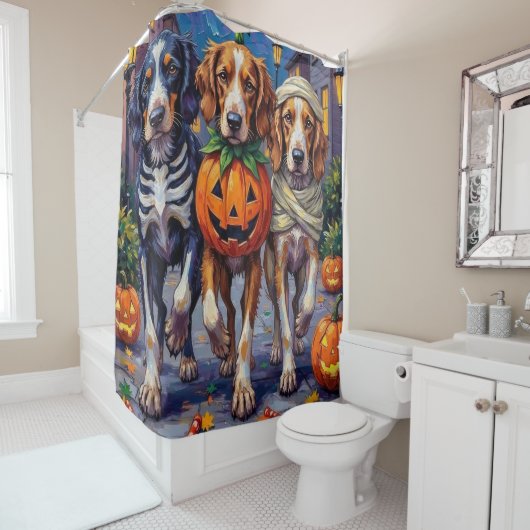 Halloween-Kostüm des englischen Setters Duschvorhang (Beispiel)