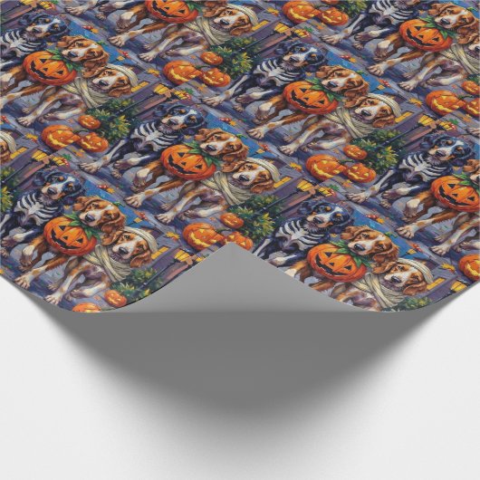 Halloween-Kostüm des englischen Setters Geschenkpapier (Ecke)